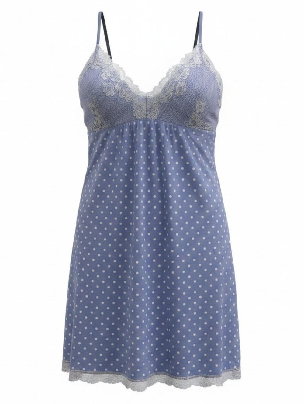 PJ SALVAGE | Lace Polka Dot Modal Chemise Slip Nightgown Mini Dress | XL